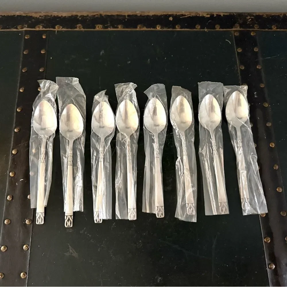 Kimco 8 Vintage Stainless Steel  Flatware Victoria Pattern Japan Teaspoons